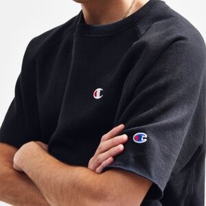 Vintage Unisex Champion Reverse Weave Short Sleeve Black Crew Neck